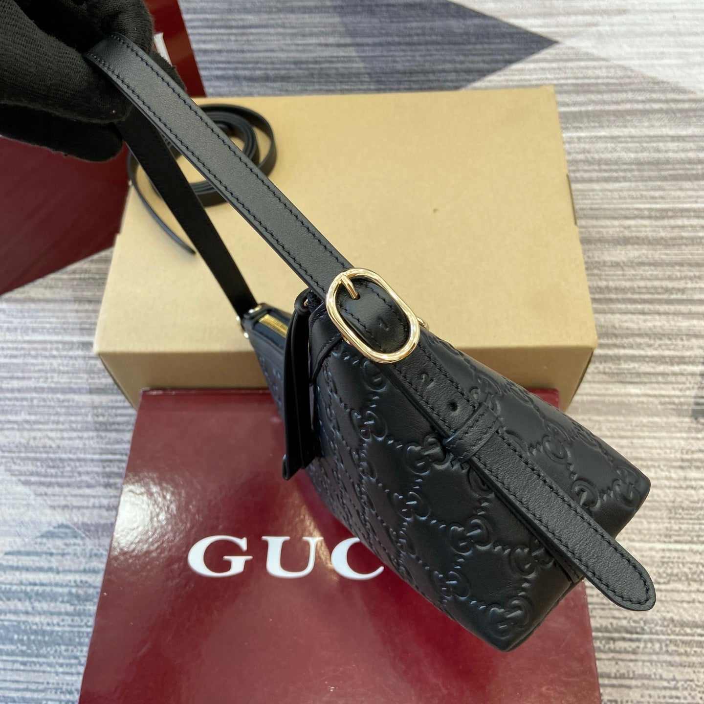 Gucci GG Emblem Small Shoulder Bag Black