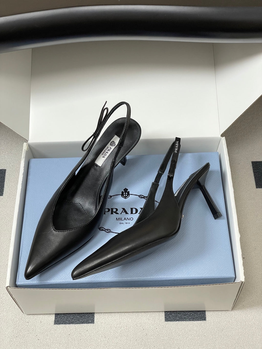 Prada  Slingback Pumps  Black Matte