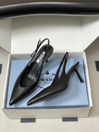 Prada  Slingback Pumps  Black Matte