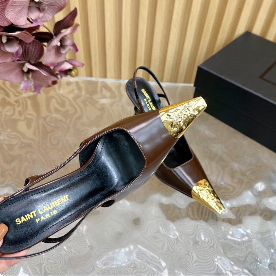 Saint Laurent Scarpin Slingback Jeanne  Brown
