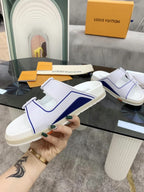 Sandália Louis Vuitton Trainer Mule White / Blue