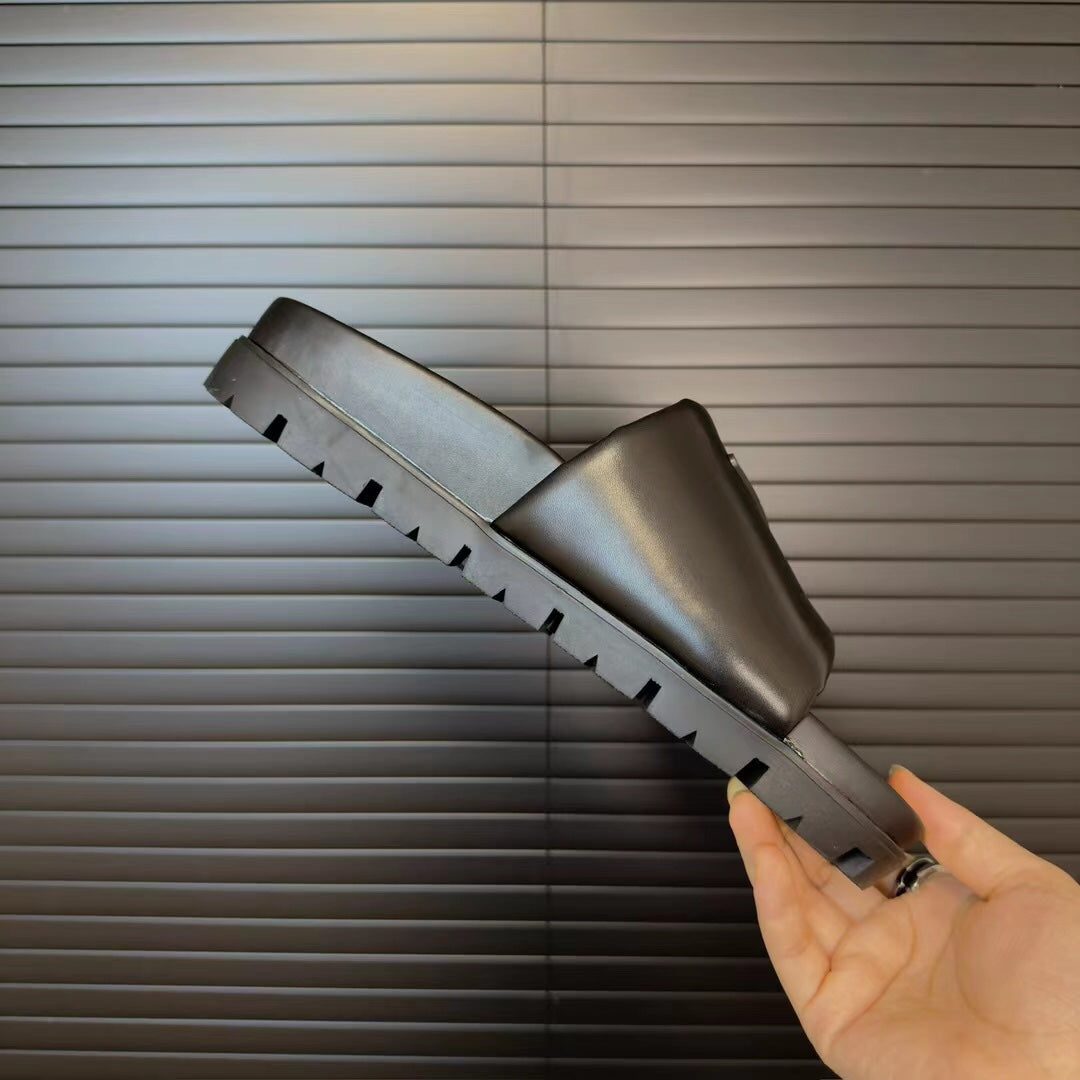 Prada Padded Slides Black Nappa Leather