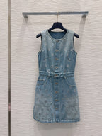 Louis Vuitton Vestido Denim Assinatura Em Paetês (Signature Sequin Denim Dress)