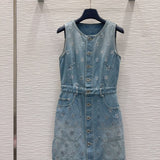 Louis Vuitton Vestido Denim Assinatura Em Paetês (Signature Sequin Denim Dress)