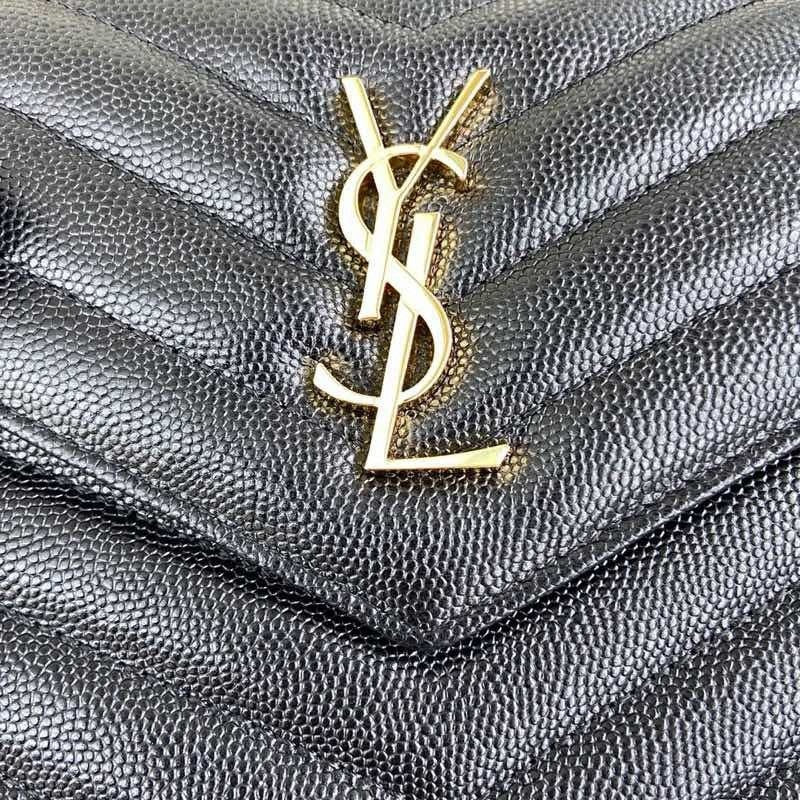 Saint Laurent Shoulder Bag Black Ferragens Douradas