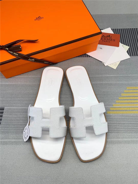 Hermes Oran Sandal White Calfskin Leather