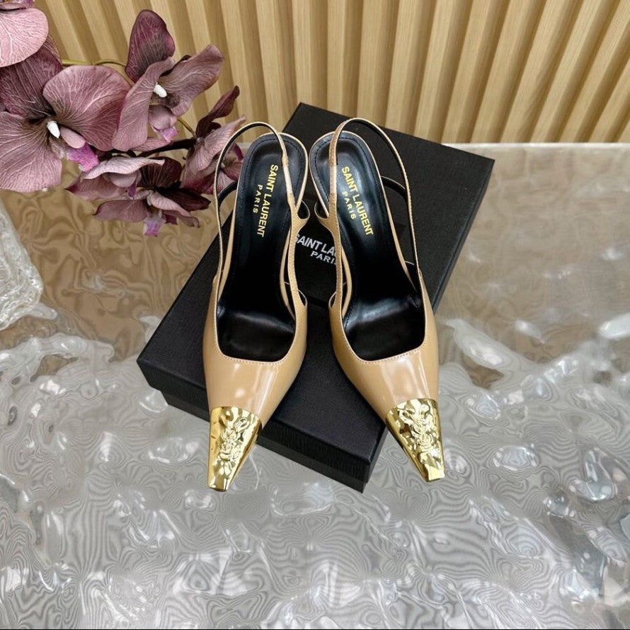 Saint Laurent Scarpin Slingback Jeanne  Beige