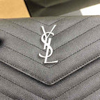 Saint Laurent Shoulder Bag Preta Ferragens Prata