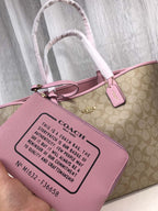 Coach City Tote Signature Canvas Khaki / Pink