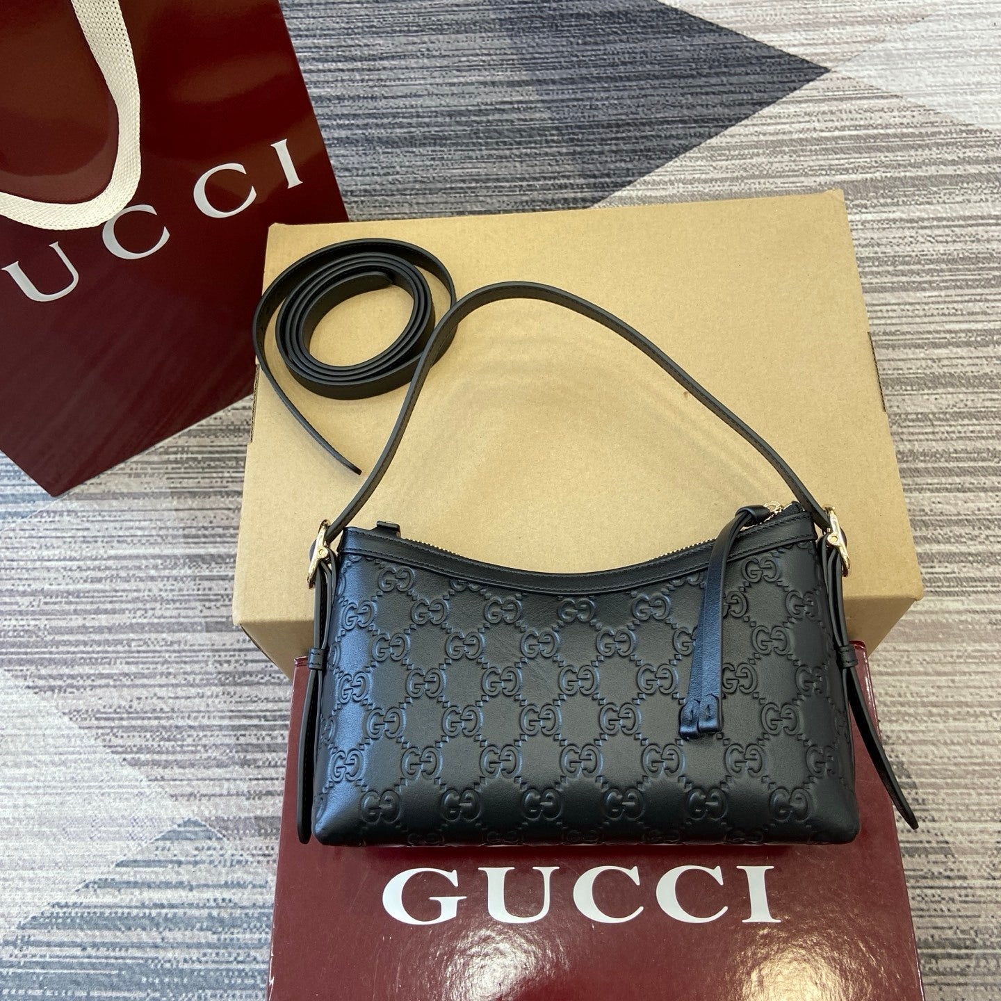 Gucci GG Emblem Small Shoulder Bag Black