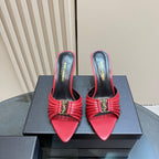 Saint Laurent Babylone Mules Bordeaux red