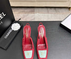 Chanel Slingback Heel Suede Pink White Gold
