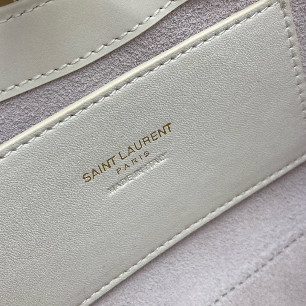 Saint Laurent Le 5 À 7 Top Handle Bag Off White Ferragens Douradas