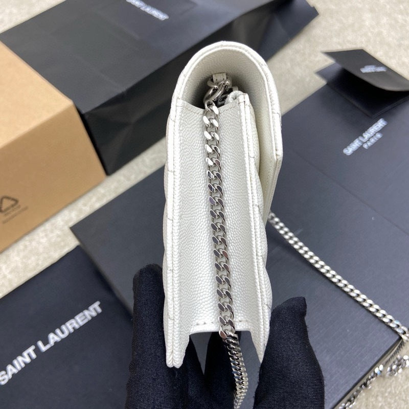 Saint Laurent Shoulder Bag White Ferragens Prata