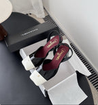 Chanel Slingback Block Heel  Black & White  Patent. Salto 9 cm.