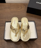 Chanel Thong Sandals Gold.