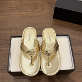 Chanel Thong Sandals Gold.