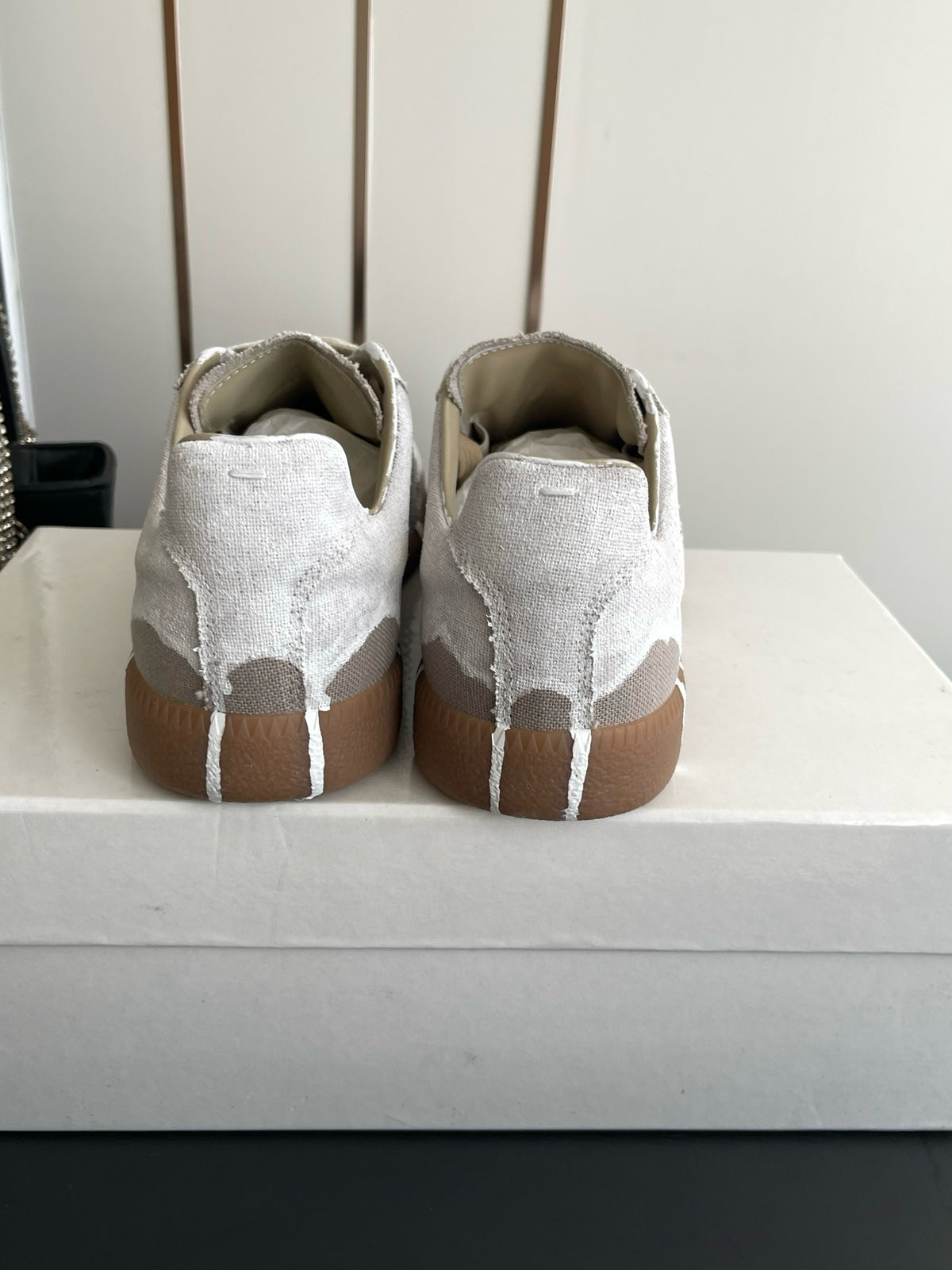 Maison Margiela Replica Low "Paint Drip Bianchetto Linen/Canvas