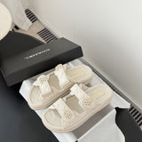 CHANEL Quilted Dad Sandal  Off-White.