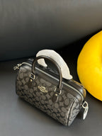 Coach Rowan Satchel Black Signature Canvas