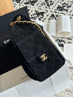 Bolsa Hobo  Chanel 25 em camurça Black Small