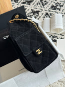 Bolsa Hobo  Chanel 25 em camurça Black