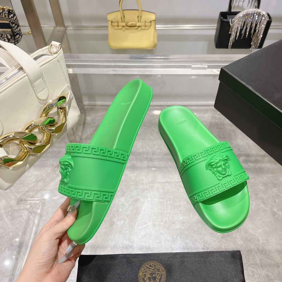 Versace Medusa Slide Borracha Verde.
