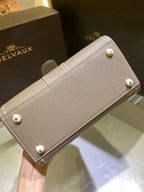 Delvaux Brillant Mini Leather Bag Cinza Taupe Ferragens Prata