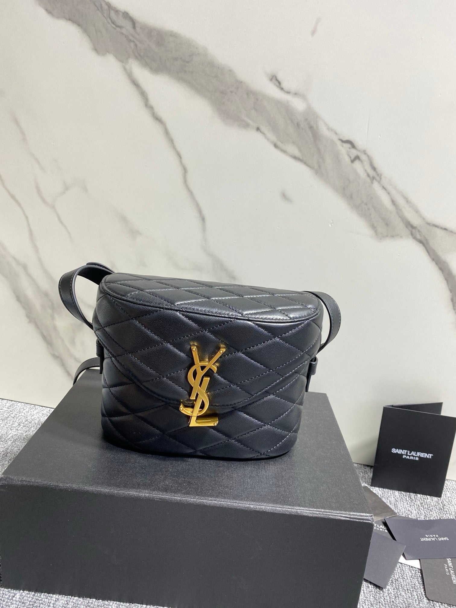 Saint Laurent JUNE Micro Box In Lambskin Black Ferragens Douradas