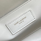 Saint Laurent Manhattan Small Shoulder Bag White Ferragens Douradas