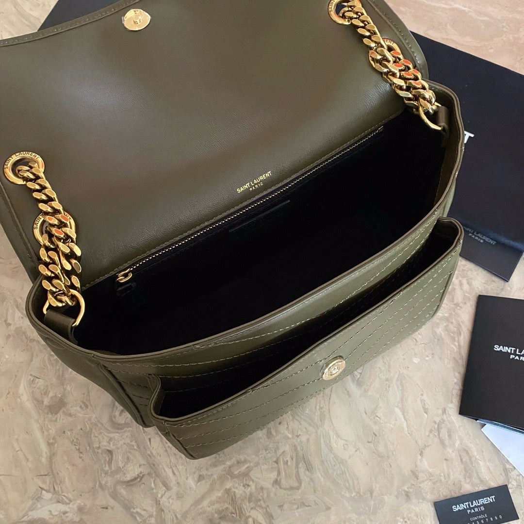 Saint Laurent NIKI baby Bag Green Ferragens Douradas