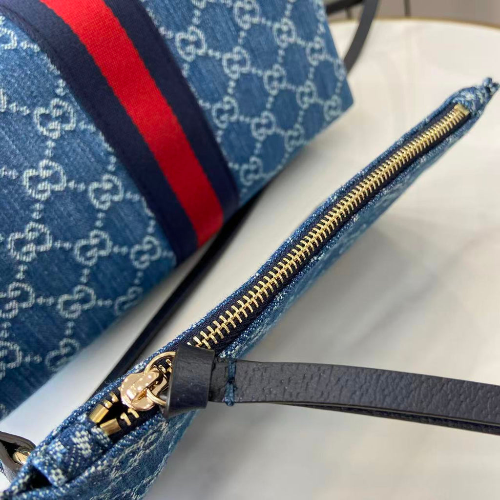 Gucci Giglio Large Tote Bag Blue Denim