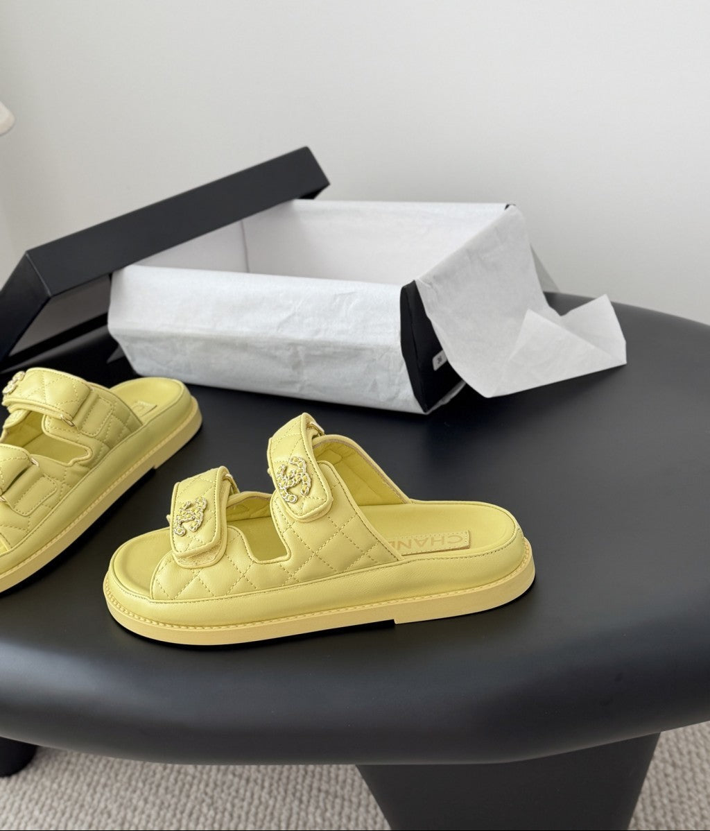 CHANEL Quilted Dad Sandal  Yellow.