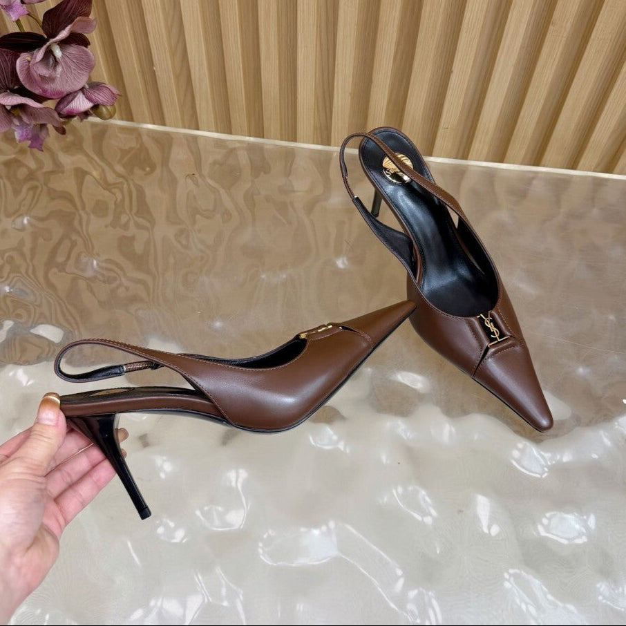 Scarpin Babylone Breteuil Saint Laurent  Brown Lambskin