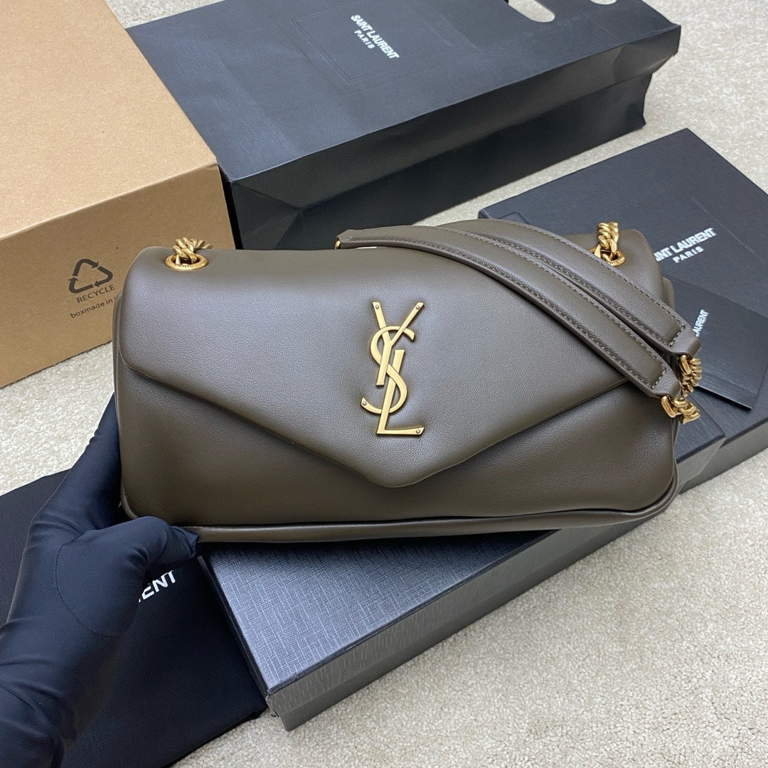 Yves Saint Laurent Calypso Lambskin Brown Ferragens Douradas