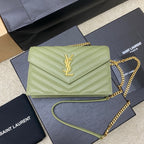 Saint Laurent Shoulder Bag Green Oliva Claro Ferragens Douradas