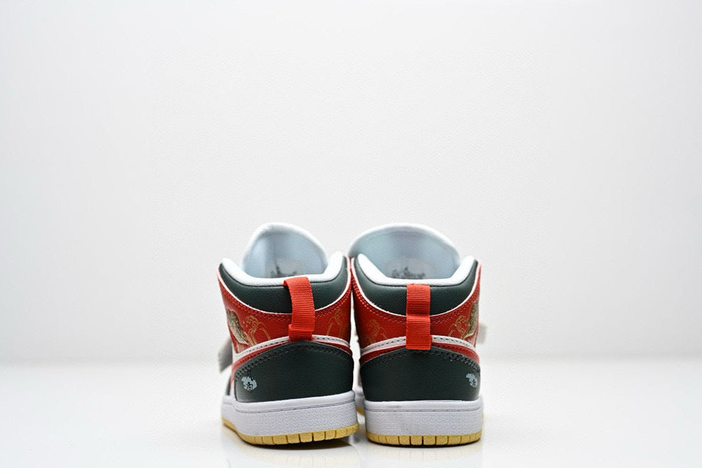 Air Jordan 1 Mid green and red infantil