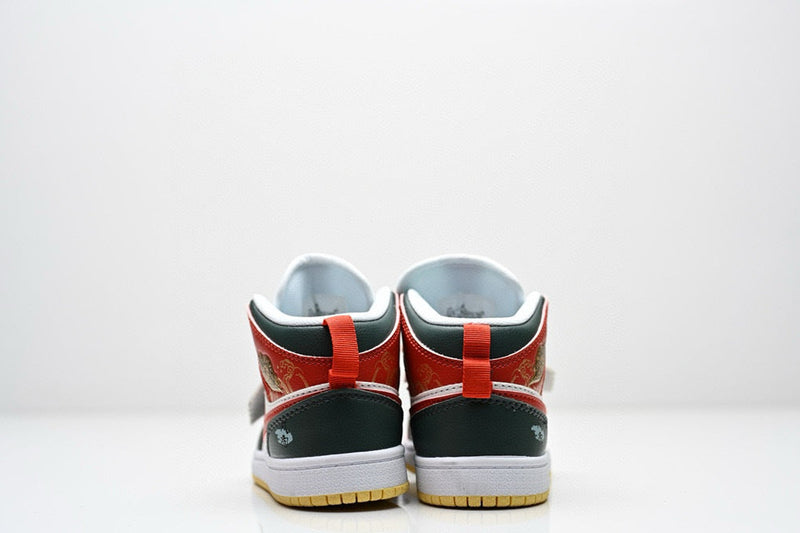 Air Jordan 1 Mid green and red infantil