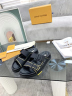 Sandália Louis Vuitton Trainer Mule Black / Yellow