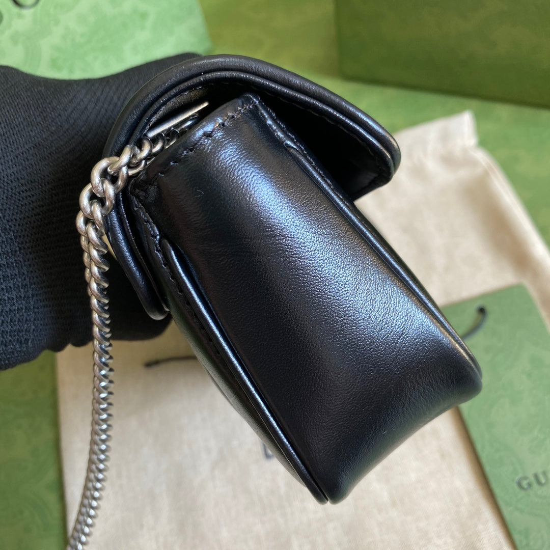 Gucci GG Marmont Matelasse Super Mini Bag Black ( PRONTA ENTREGA )
