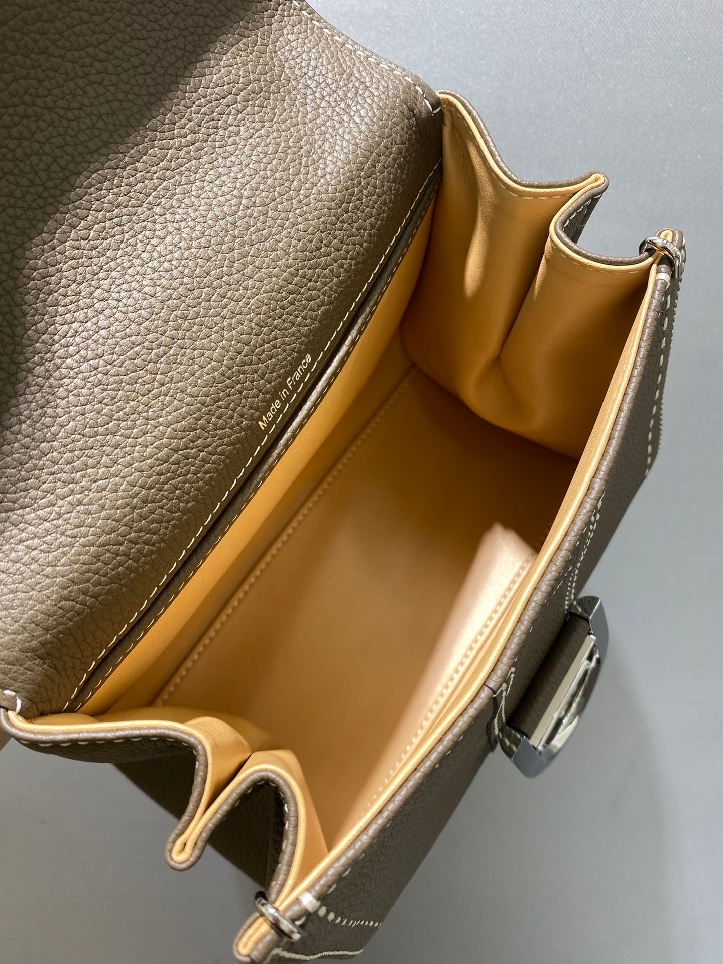 Delvaux Brillant Mini Leather Bag Taupe Ferragens Prata