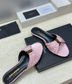 Saint Laurent Flat Slide Sandals Pink Gold