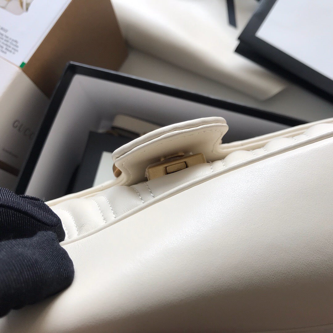 Gucci GG Marmont Small Matelasse Bag White