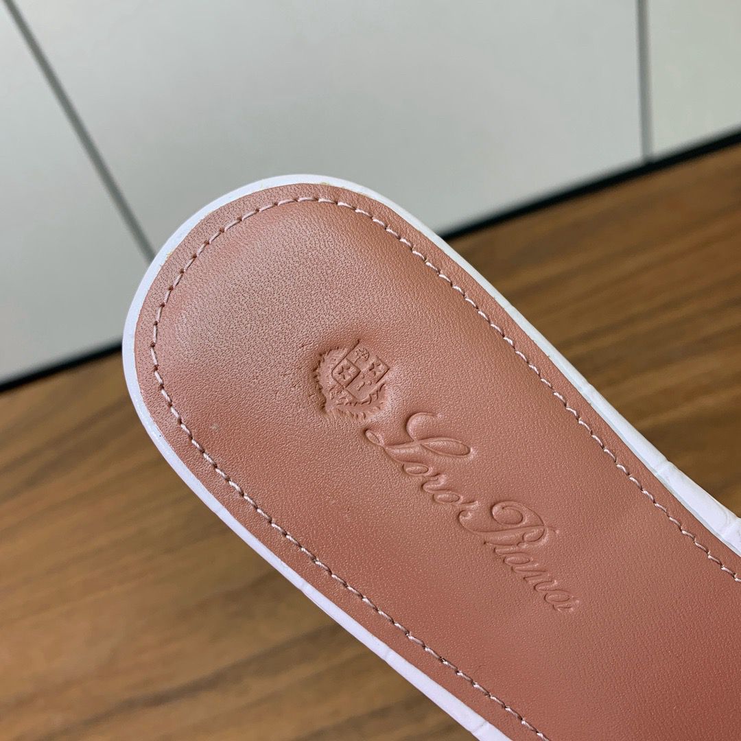Loro Piana Summer Charms Suede Slides Croco