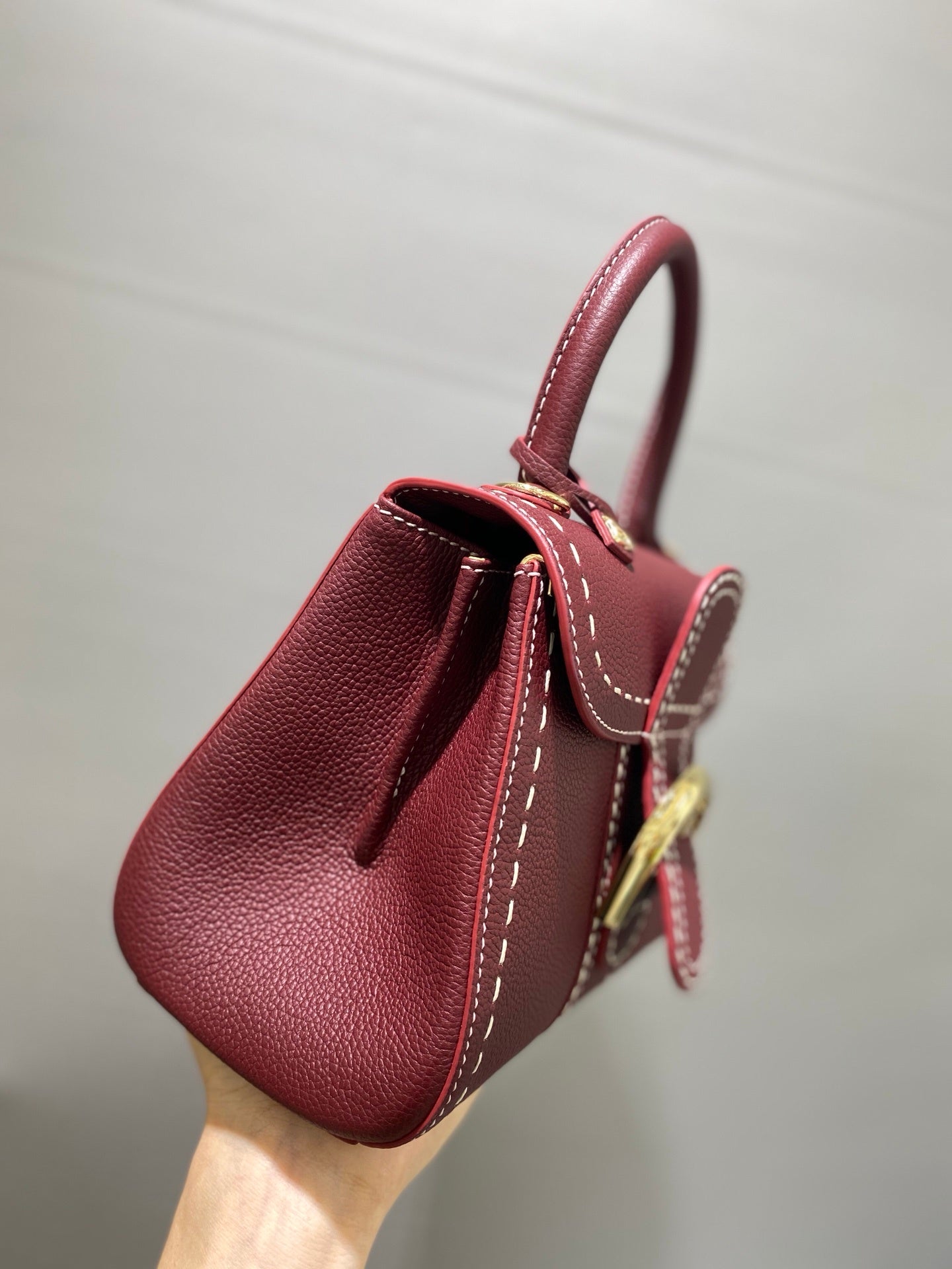 Delvaux Brillant Mini Leather Bag Bordô Ferragens Douradas