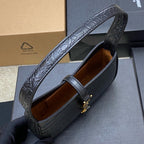 Saint Laurent Le 5 À 7 Croc Top Handle Bag Black Ferragens Douradas