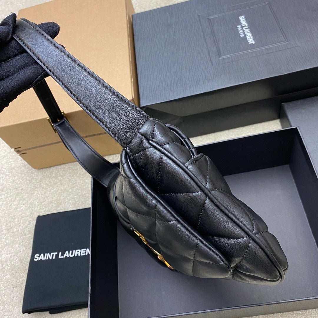 Saint Laurent Jamie Shoulder Bag Black Ferragens Douradas