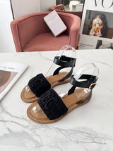 CELINE LYMPIA SANDAL in TRIOMPHE MACCRAMÉ COTTON & CALFSKIN