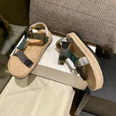 LOEWE Strappy Espadrille Sandals Women Nylon In Beige/Green