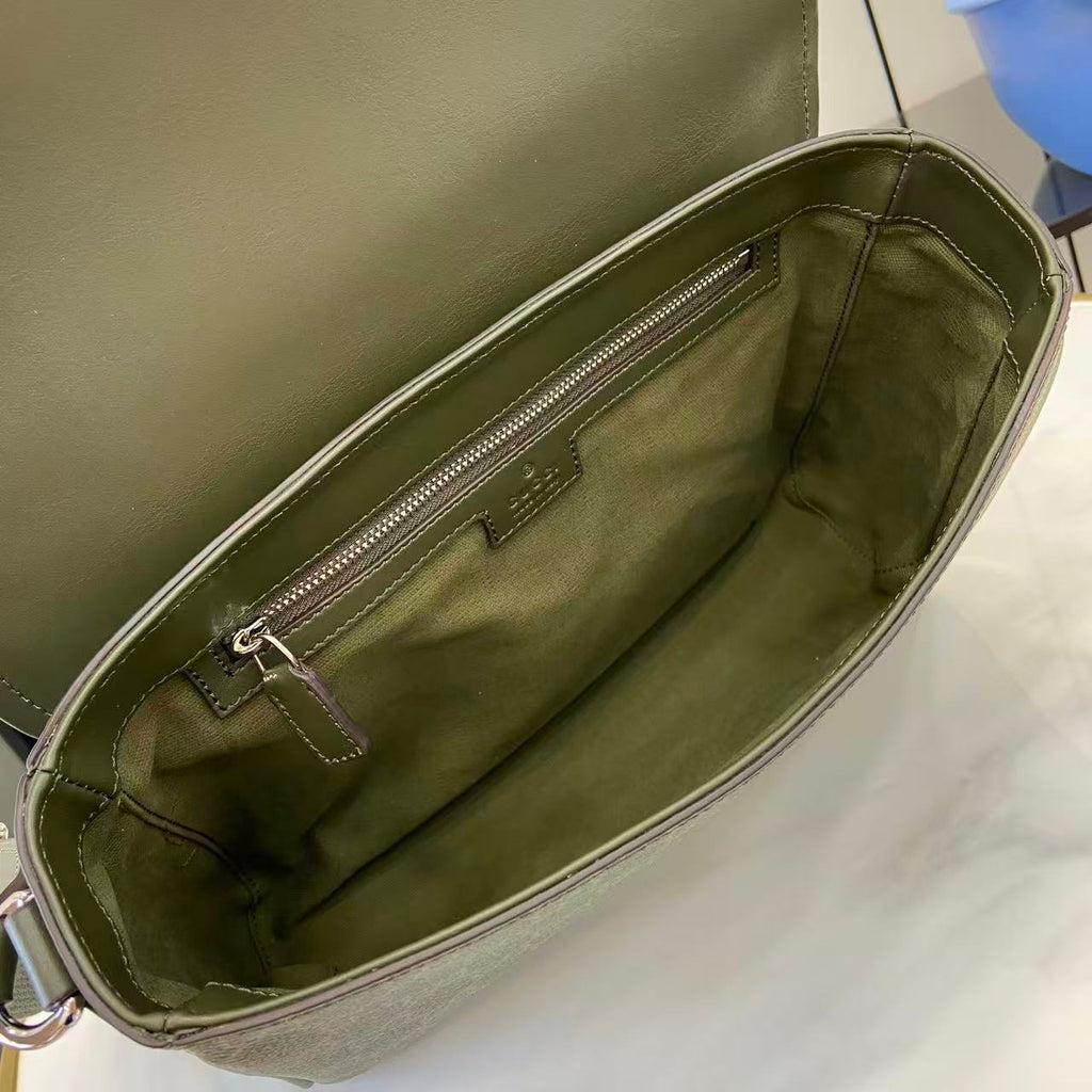 Gucci GG Monogram Messenger Bag Green